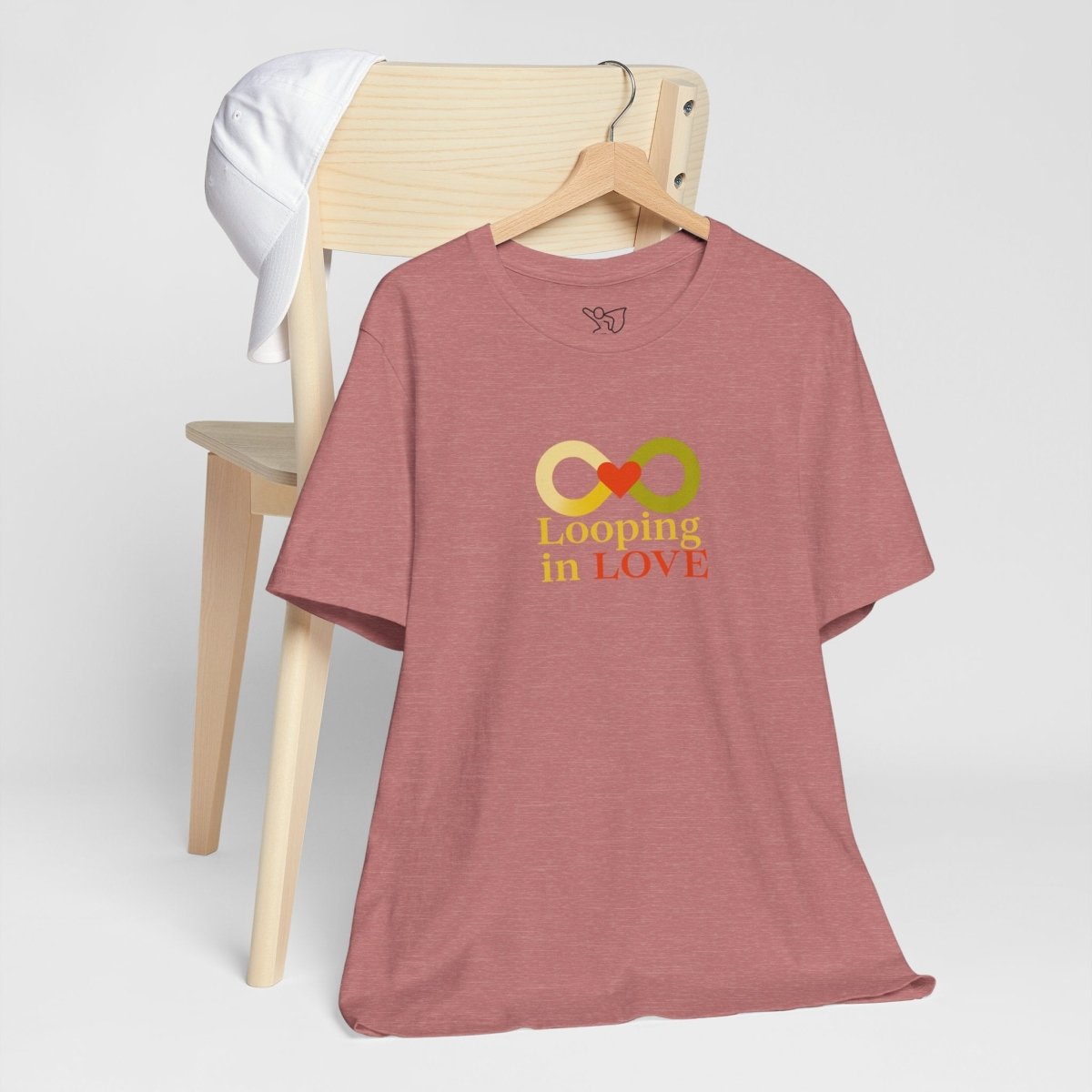 "Looping in LOVE" Unisex Tee | Perfect Gift for Couples, Valentine's Day, Anniversary, Casual Wear, Love Theme CW - 1 Yellow Orange - AI Tee Hero