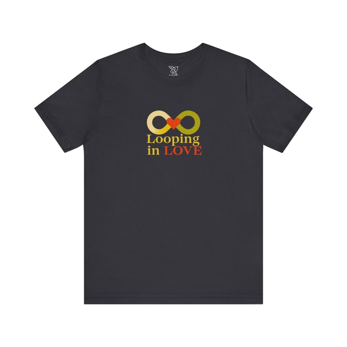 "Looping in LOVE" Unisex Tee | Perfect Gift for Couples, Valentine's Day, Anniversary, Casual Wear, Love Theme CW - 1 Yellow Orange - AI Tee Hero
