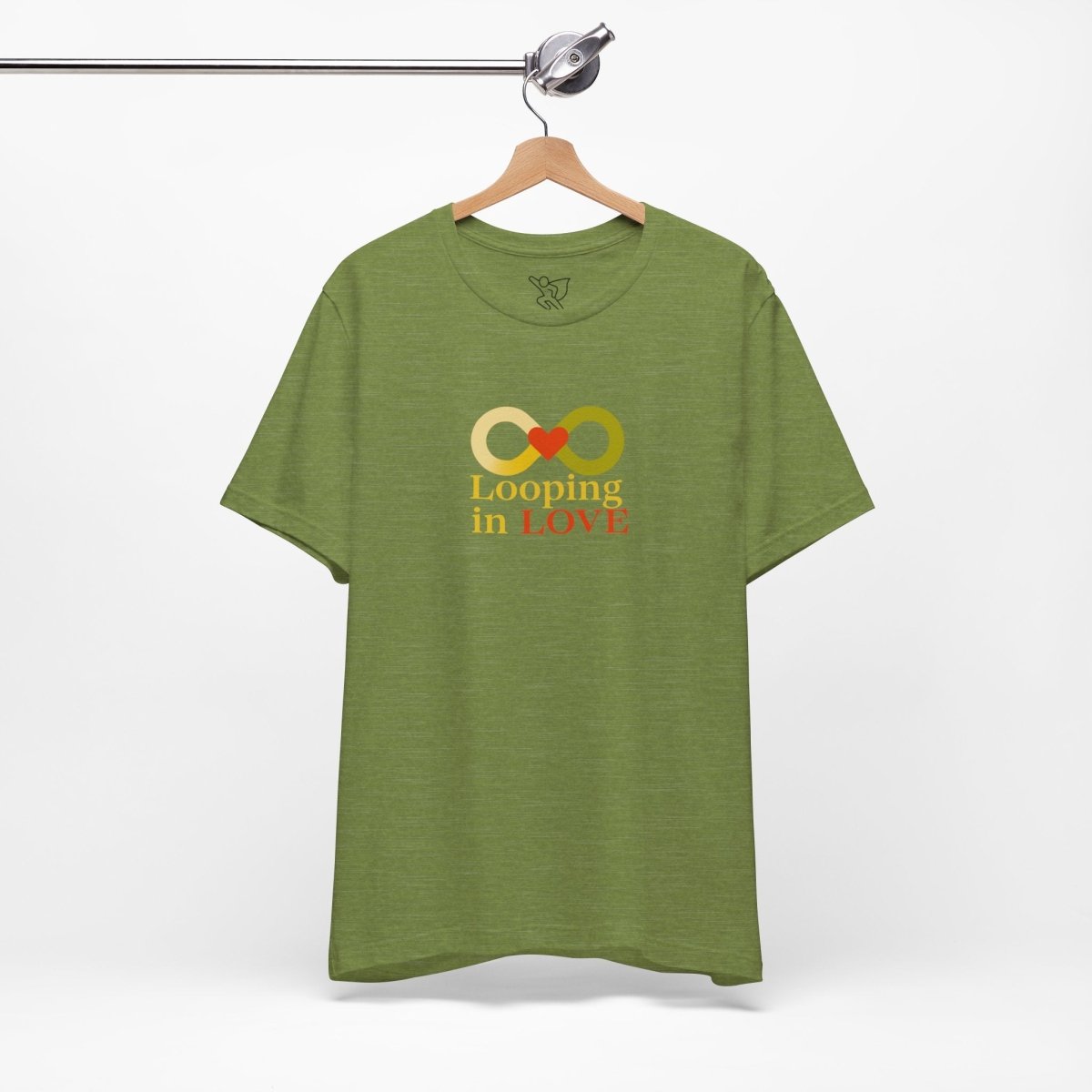 "Looping in LOVE" Unisex Tee | Perfect Gift for Couples, Valentine's Day, Anniversary, Casual Wear, Love Theme CW - 1 Yellow Orange - AI Tee Hero