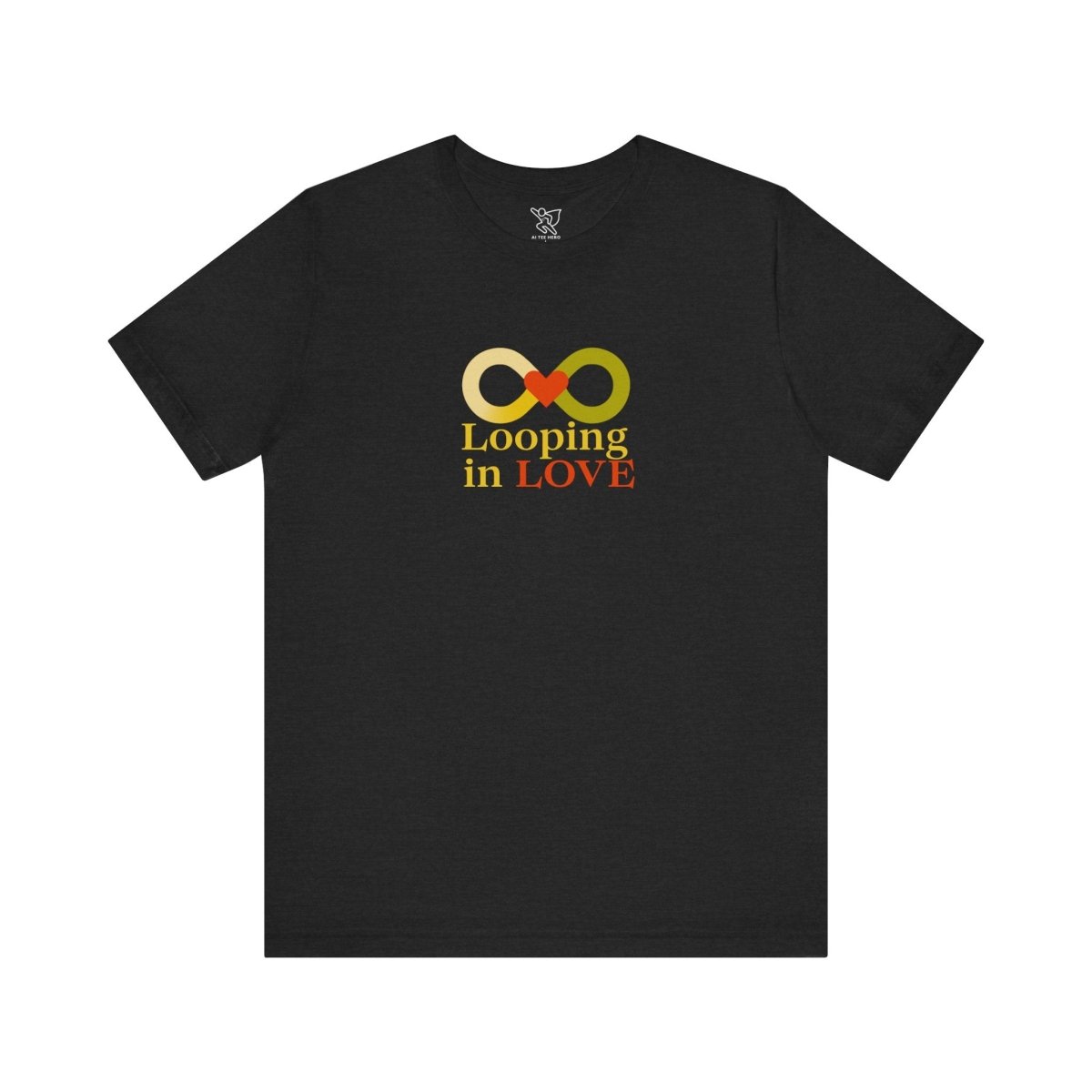 "Looping in LOVE" Unisex Tee | Perfect Gift for Couples, Valentine's Day, Anniversary, Casual Wear, Love Theme CW - 1 Yellow Orange - AI Tee Hero