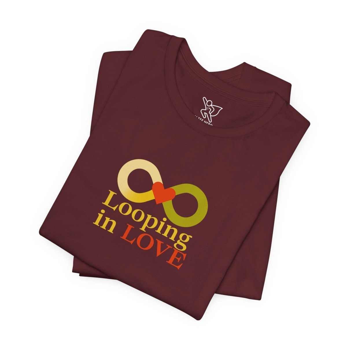 "Looping in LOVE" Unisex Tee | Perfect Gift for Couples, Valentine's Day, Anniversary, Casual Wear, Love Theme CW - 1 Yellow Orange - AI Tee Hero