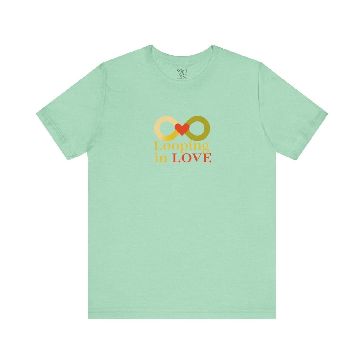 "Looping in LOVE" Unisex Tee | Perfect Gift for Couples, Valentine's Day, Anniversary, Casual Wear, Love Theme CW - 1 Yellow Orange - AI Tee Hero