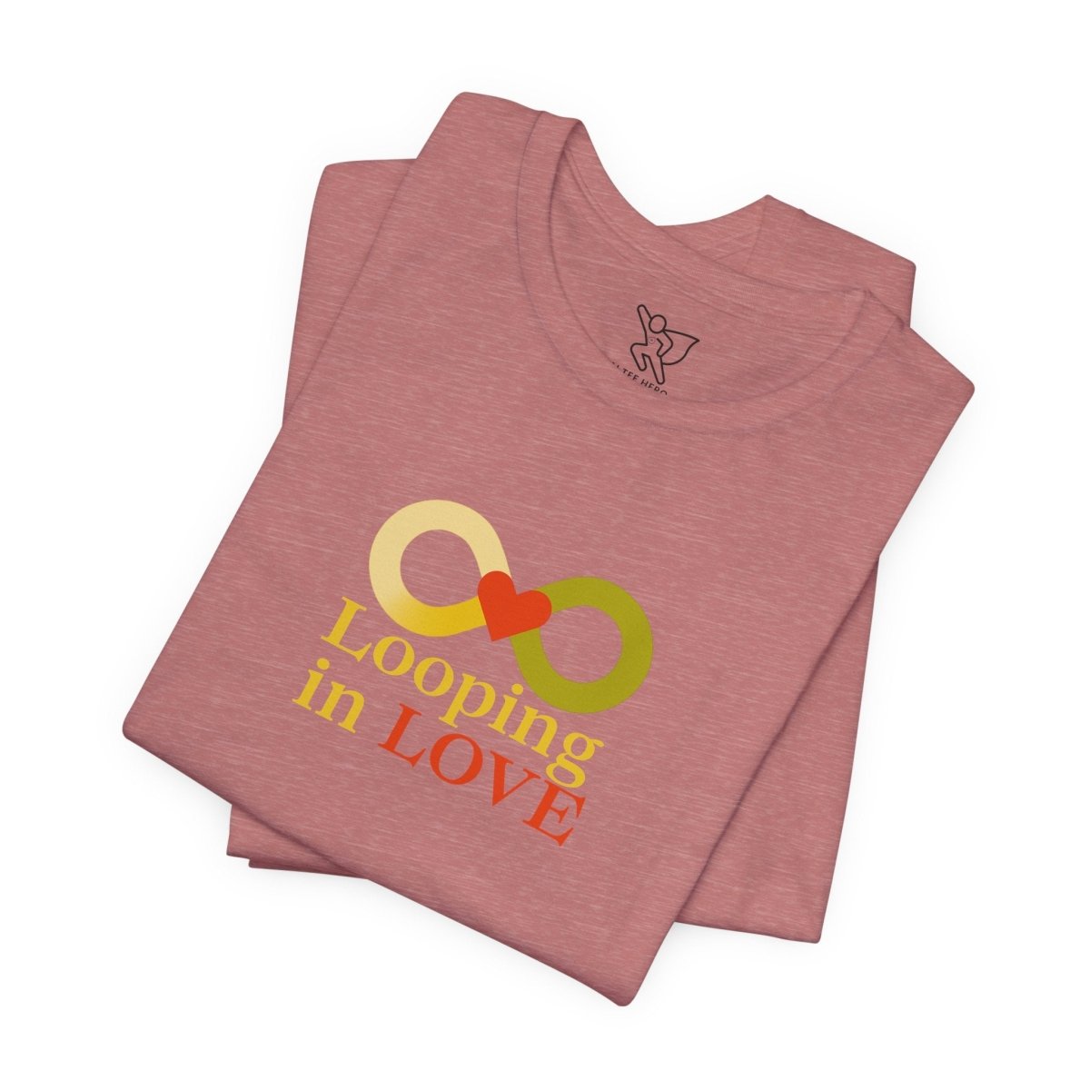 "Looping in LOVE" Unisex Tee | Perfect Gift for Couples, Valentine's Day, Anniversary, Casual Wear, Love Theme CW - 1 Yellow Orange - AI Tee Hero