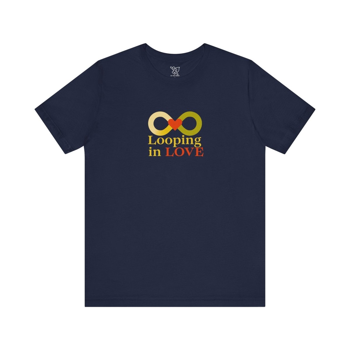 "Looping in LOVE" Unisex Tee | Perfect Gift for Couples, Valentine's Day, Anniversary, Casual Wear, Love Theme CW - 1 Yellow Orange - AI Tee Hero