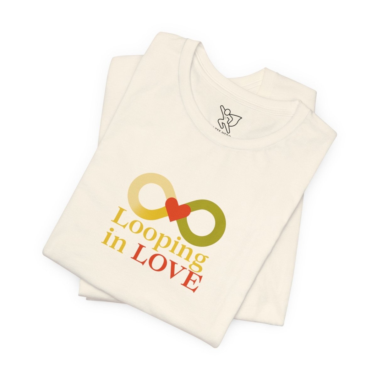 "Looping in LOVE" Unisex Tee | Perfect Gift for Couples, Valentine's Day, Anniversary, Casual Wear, Love Theme CW - 1 Yellow Orange - AI Tee Hero