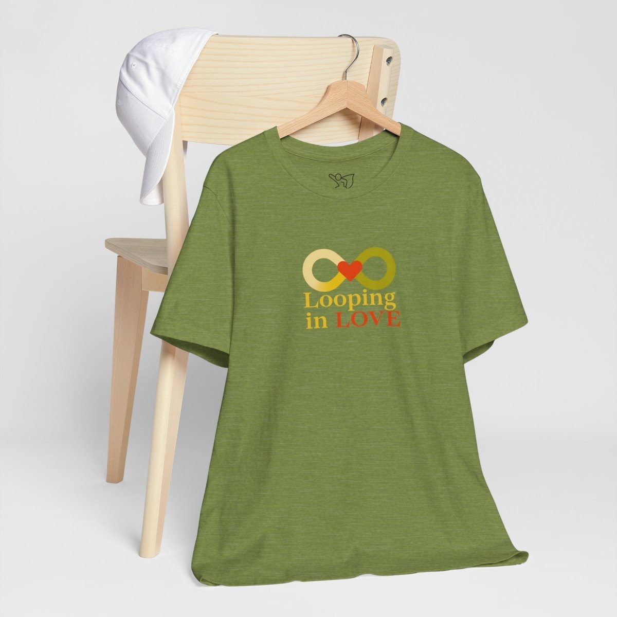 "Looping in LOVE" Unisex Tee | Perfect Gift for Couples, Valentine's Day, Anniversary, Casual Wear, Love Theme CW - 1 Yellow Orange - AI Tee Hero