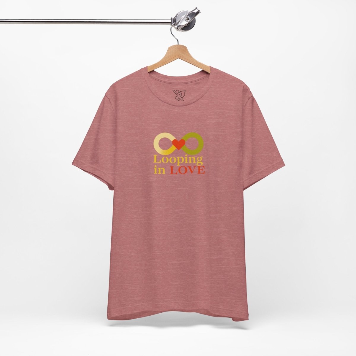 "Looping in LOVE" Unisex Tee | Perfect Gift for Couples, Valentine's Day, Anniversary, Casual Wear, Love Theme CW - 1 Yellow Orange - AI Tee Hero