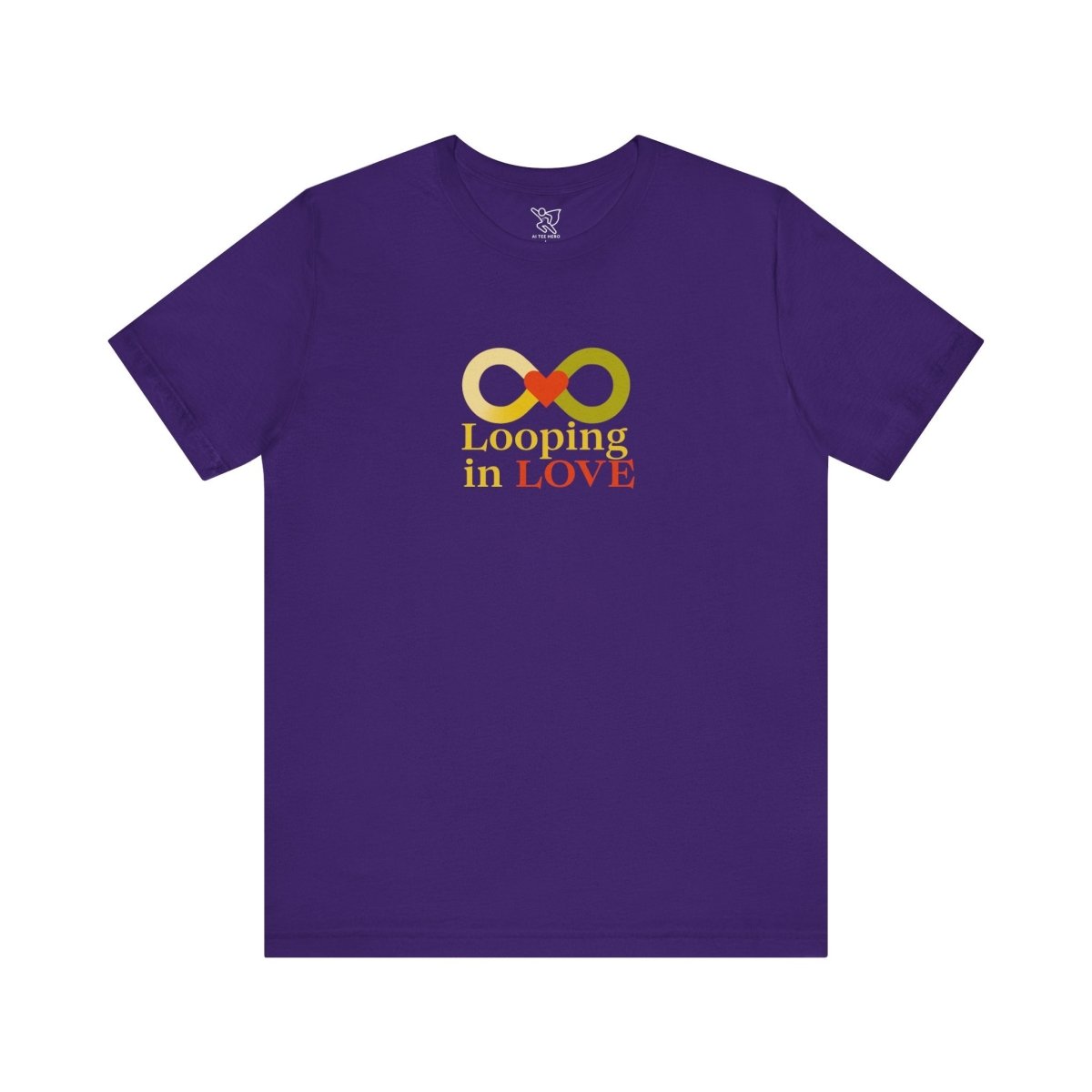 "Looping in LOVE" Unisex Tee | Perfect Gift for Couples, Valentine's Day, Anniversary, Casual Wear, Love Theme CW - 1 Yellow Orange - AI Tee Hero