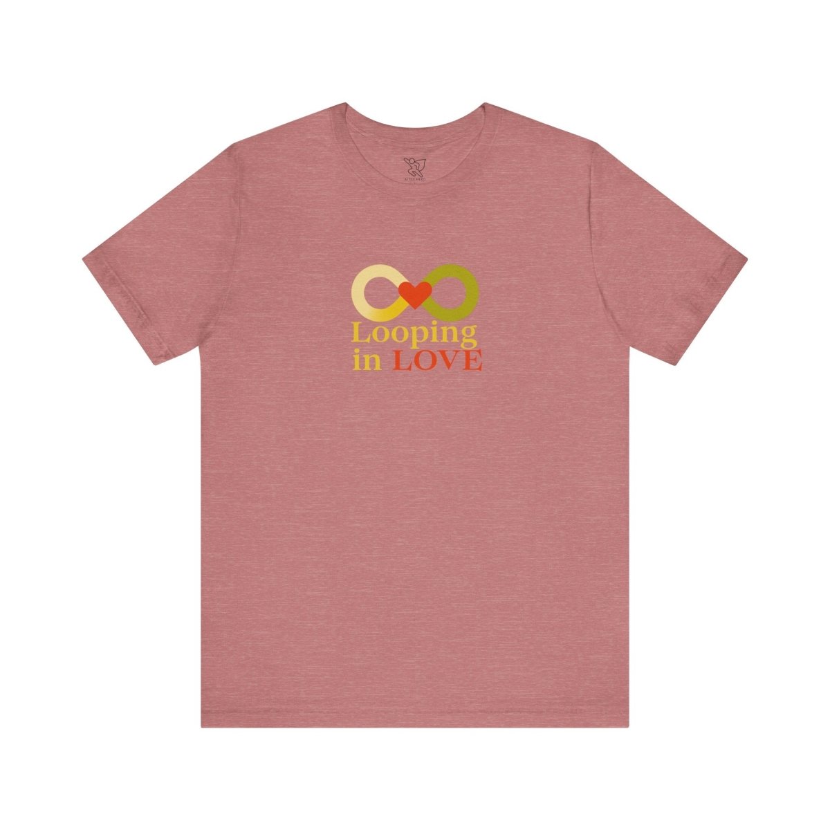 "Looping in LOVE" Unisex Tee | Perfect Gift for Couples, Valentine's Day, Anniversary, Casual Wear, Love Theme CW - 1 Yellow Orange - AI Tee Hero