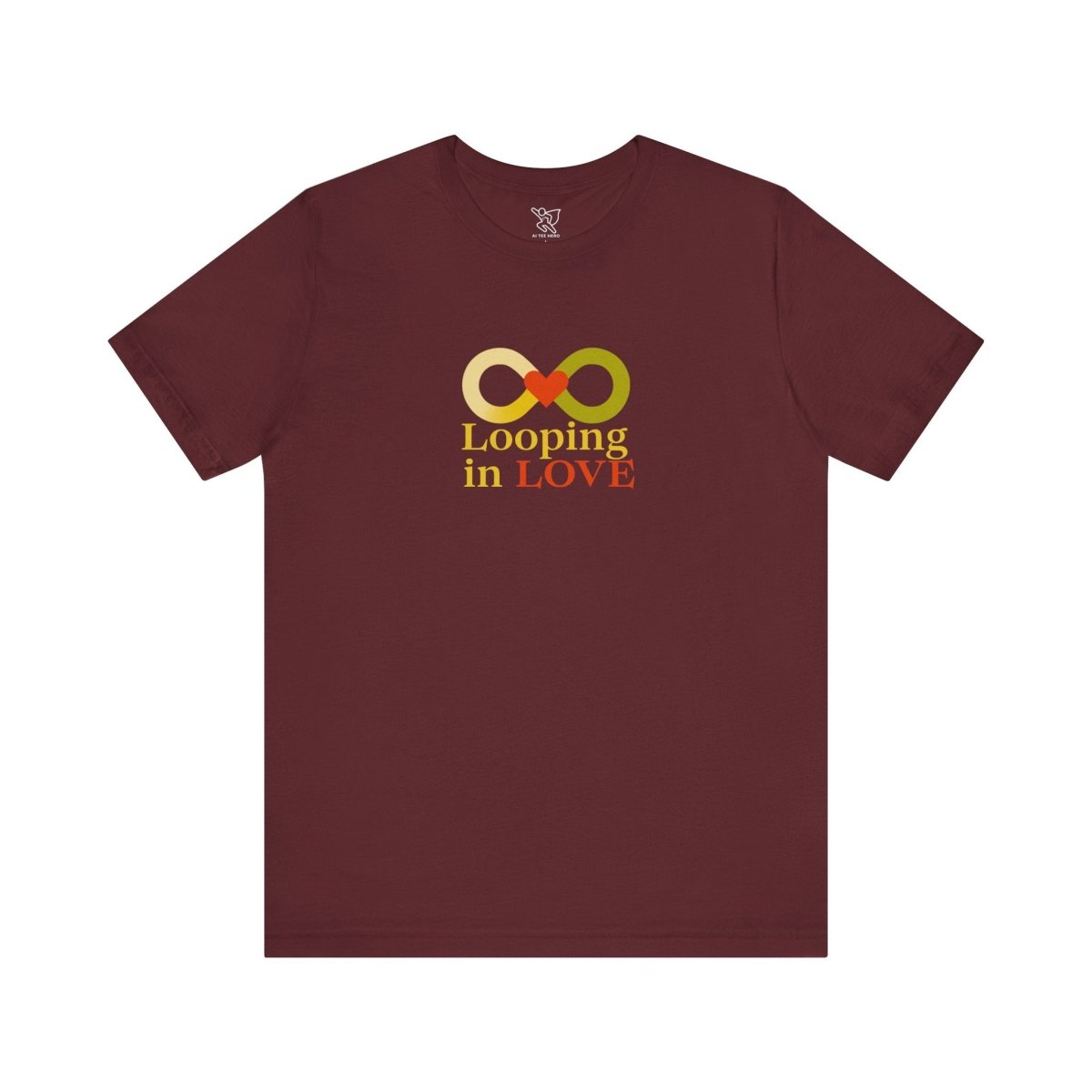 "Looping in LOVE" Unisex Tee | Perfect Gift for Couples, Valentine's Day, Anniversary, Casual Wear, Love Theme CW - 1 Yellow Orange - AI Tee Hero