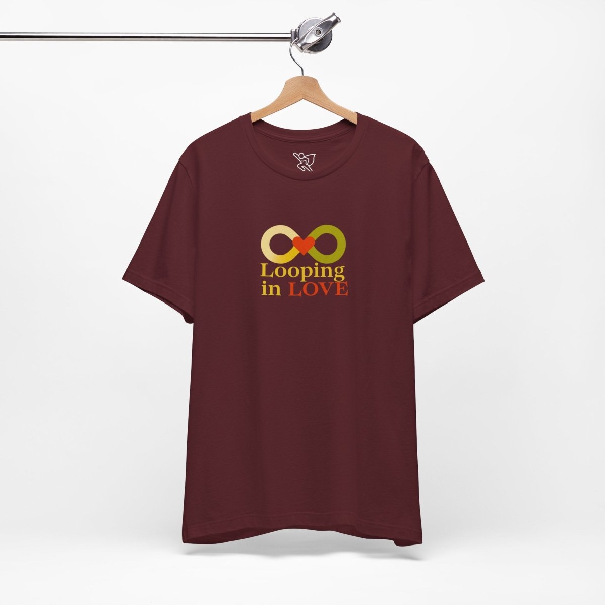 "Looping in LOVE" Unisex Tee | Perfect Gift for Couples, Valentine's Day, Anniversary, Casual Wear, Love Theme CW - 1 Yellow Orange - AI Tee Hero