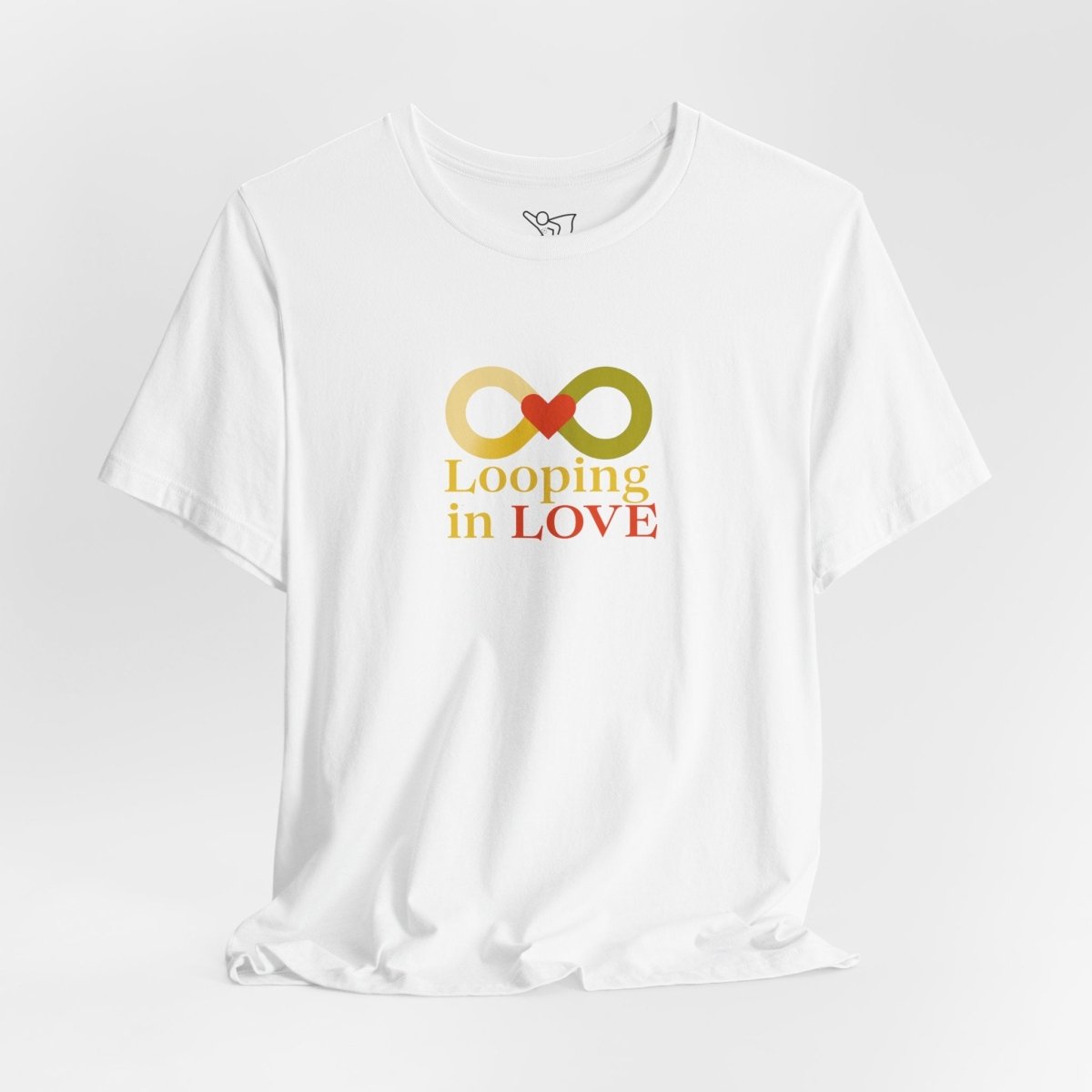 "Looping in LOVE" Unisex Tee | Perfect Gift for Couples, Valentine's Day, Anniversary, Casual Wear, Love Theme CW - 1 Yellow Orange - AI Tee Hero
