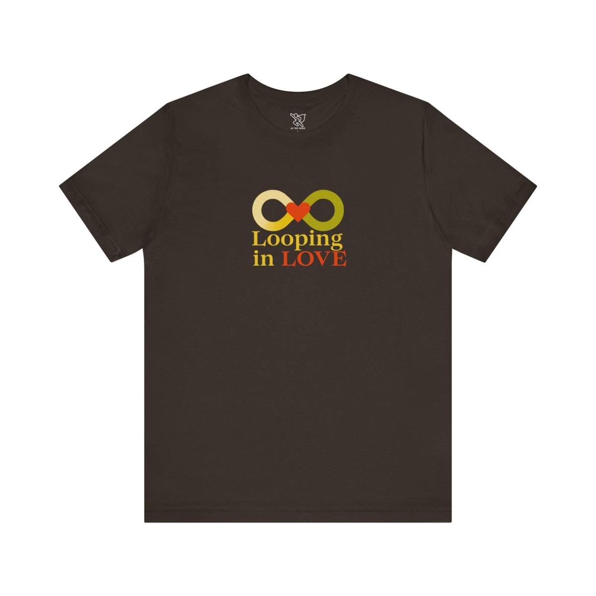 "Looping in LOVE" Unisex Tee | Perfect Gift for Couples, Valentine's Day, Anniversary, Casual Wear, Love Theme CW - 1 Yellow Orange - AI Tee Hero