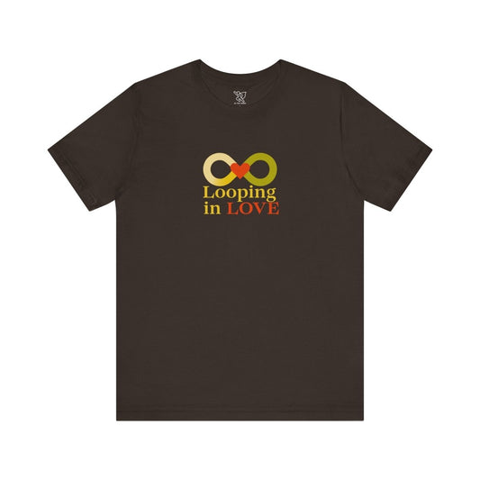 "Looping in LOVE" Unisex Tee | Perfect Gift for Couples, Valentine's Day, Anniversary, Casual Wear, Love Theme CW - 1 Yellow Orange - AI Tee Hero
