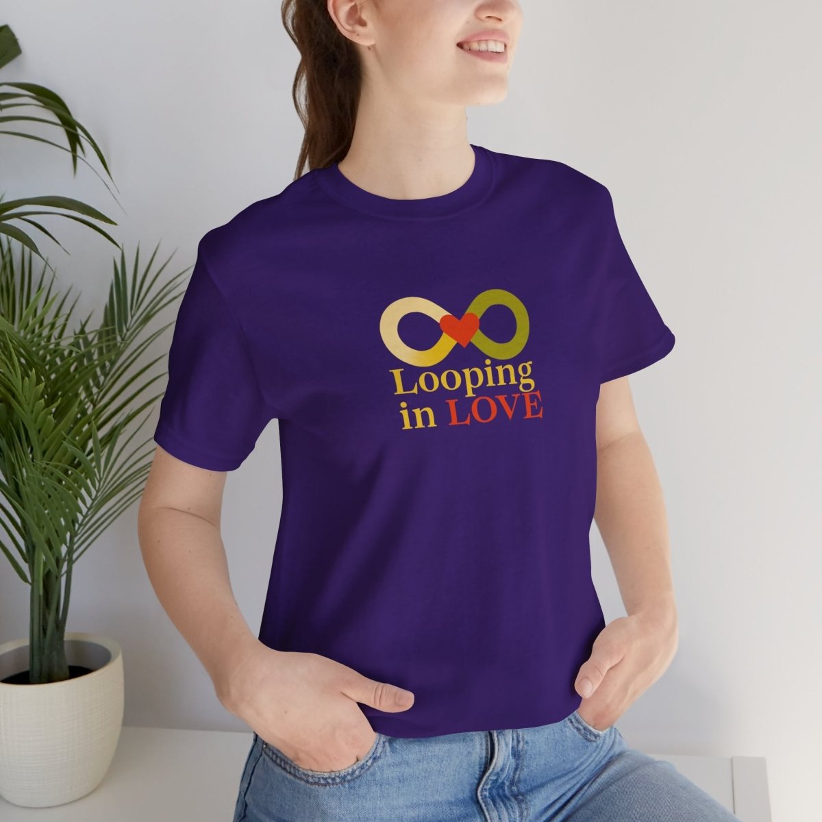"Looping in LOVE" Unisex Tee | Perfect Gift for Couples, Valentine's Day, Anniversary, Casual Wear, Love Theme CW - 1 Yellow Orange - AI Tee Hero