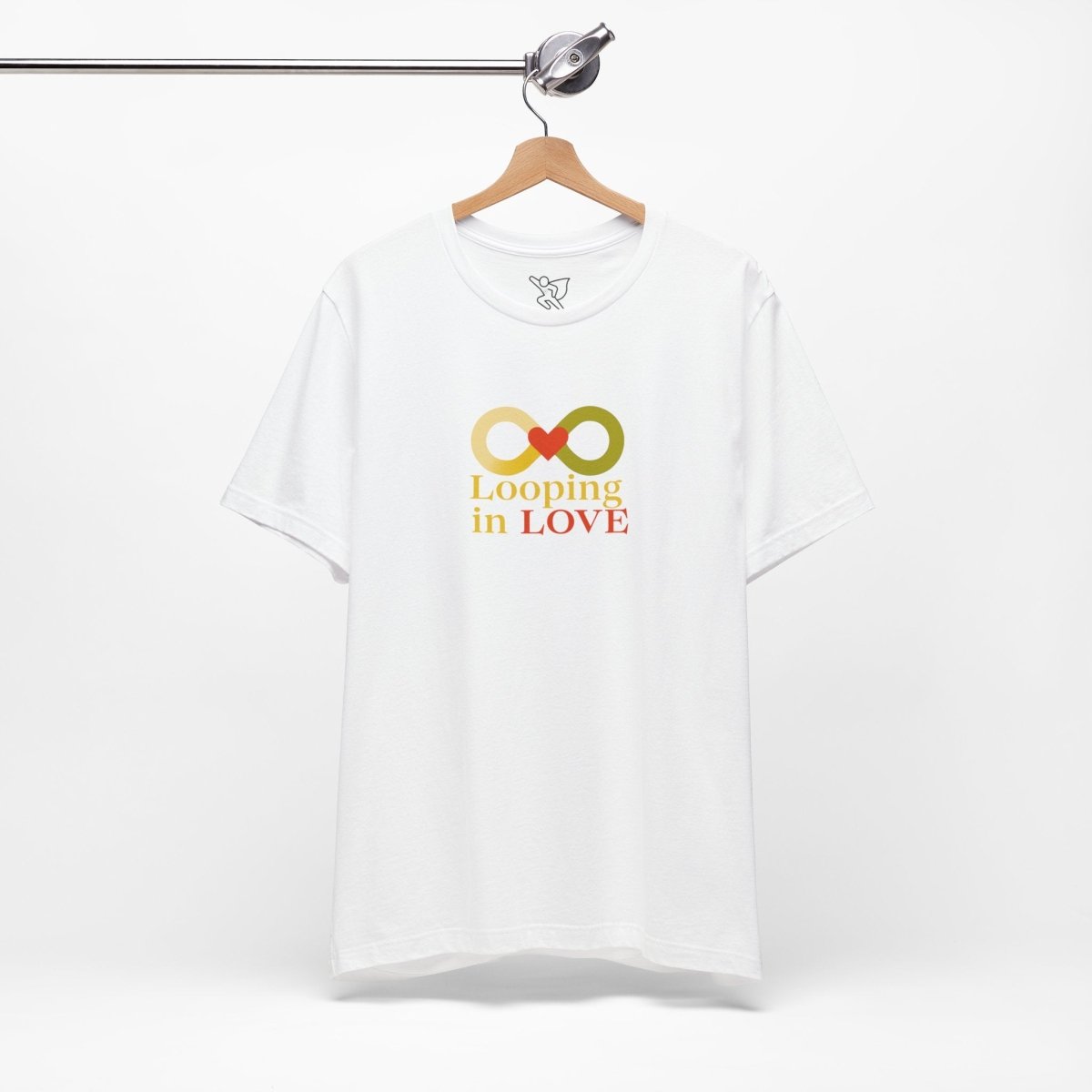 "Looping in LOVE" Unisex Tee | Perfect Gift for Couples, Valentine's Day, Anniversary, Casual Wear, Love Theme CW - 1 Yellow Orange - AI Tee Hero