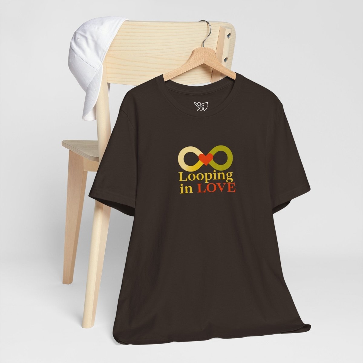 "Looping in LOVE" Unisex Tee | Perfect Gift for Couples, Valentine's Day, Anniversary, Casual Wear, Love Theme CW - 1 Yellow Orange - AI Tee Hero
