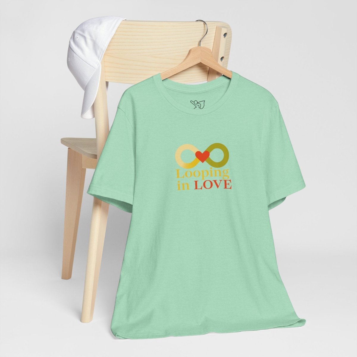 "Looping in LOVE" Unisex Tee | Perfect Gift for Couples, Valentine's Day, Anniversary, Casual Wear, Love Theme CW - 1 Yellow Orange - AI Tee Hero