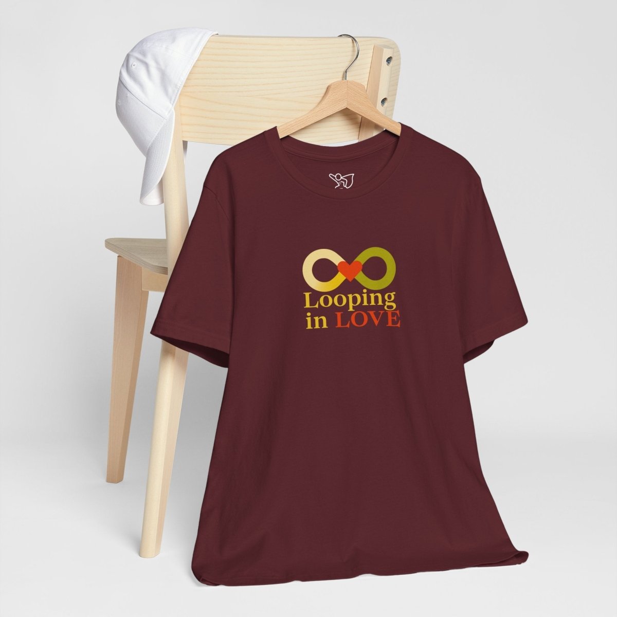 "Looping in LOVE" Unisex Tee | Perfect Gift for Couples, Valentine's Day, Anniversary, Casual Wear, Love Theme CW - 1 Yellow Orange - AI Tee Hero