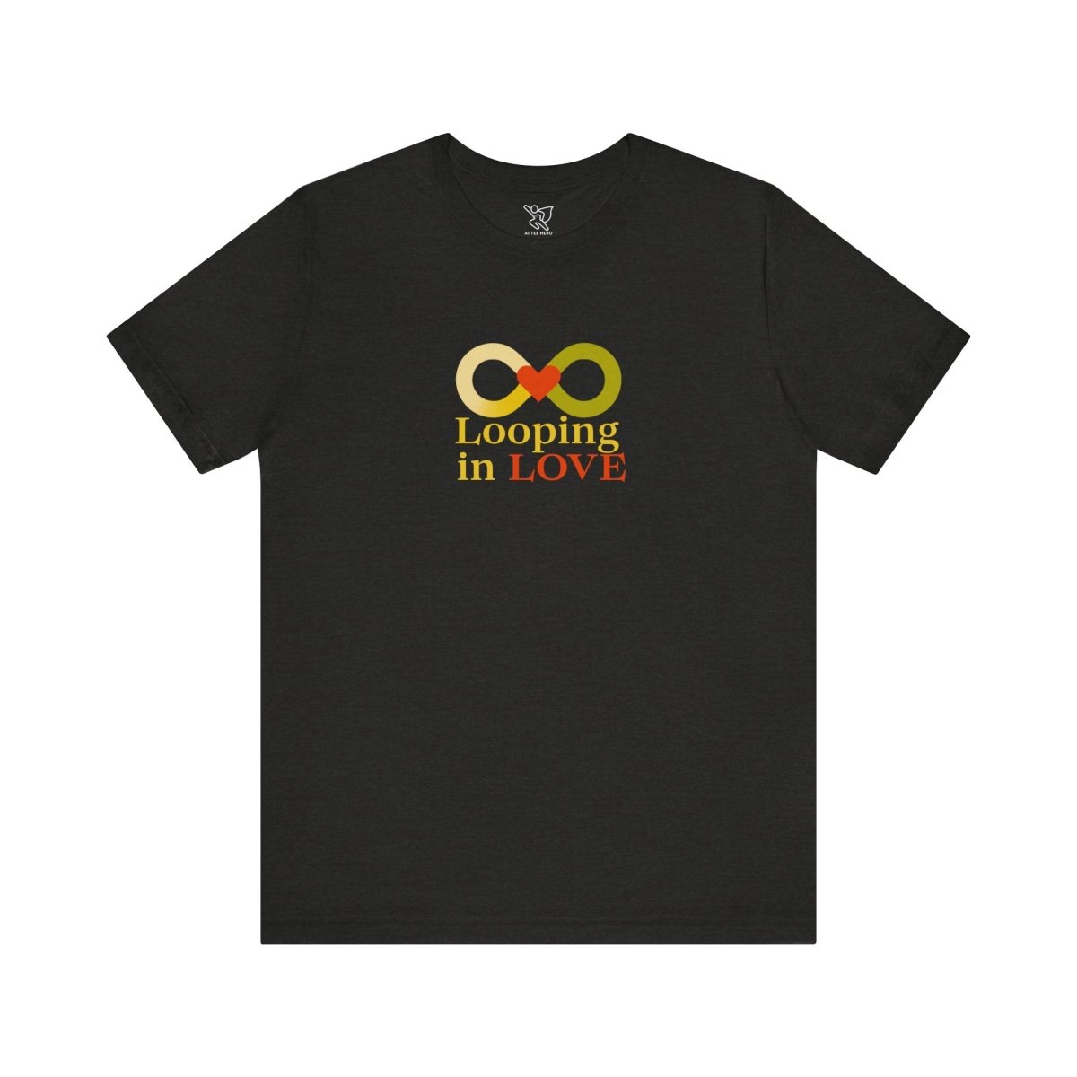 "Looping in LOVE" Unisex Tee | Perfect Gift for Couples, Valentine's Day, Anniversary, Casual Wear, Love Theme CW - 1 Yellow Orange - AI Tee Hero