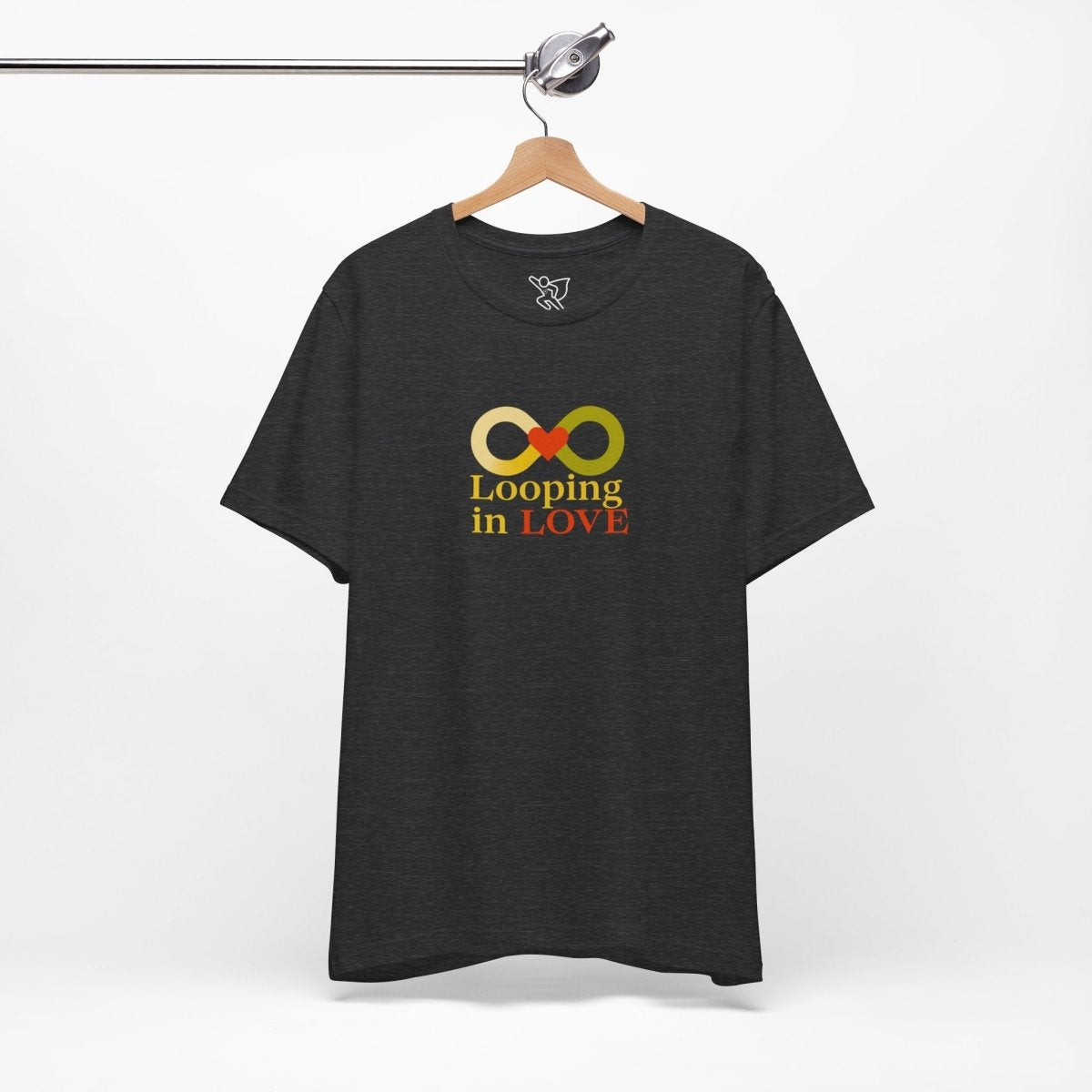 "Looping in LOVE" Unisex Tee | Perfect Gift for Couples, Valentine's Day, Anniversary, Casual Wear, Love Theme CW - 1 Yellow Orange - AI Tee Hero