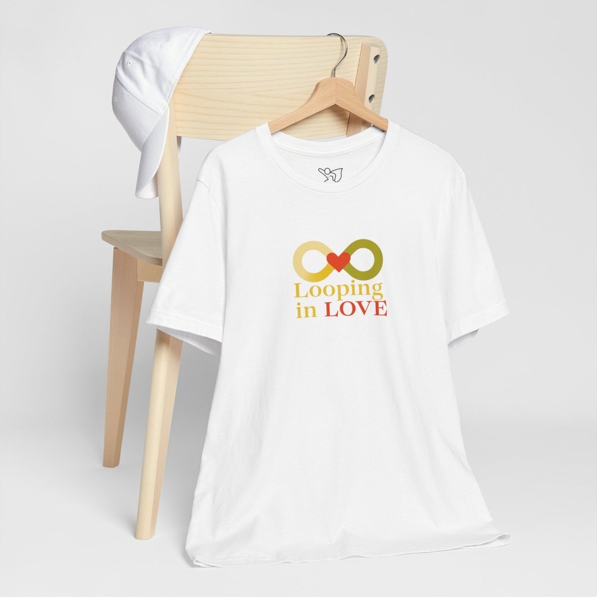 "Looping in LOVE" Unisex Tee | Perfect Gift for Couples, Valentine's Day, Anniversary, Casual Wear, Love Theme CW - 1 Yellow Orange - AI Tee Hero