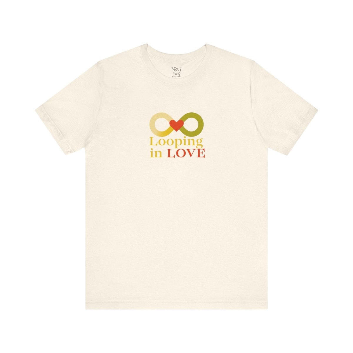 "Looping in LOVE" Unisex Tee | Perfect Gift for Couples, Valentine's Day, Anniversary, Casual Wear, Love Theme CW - 1 Yellow Orange - AI Tee Hero