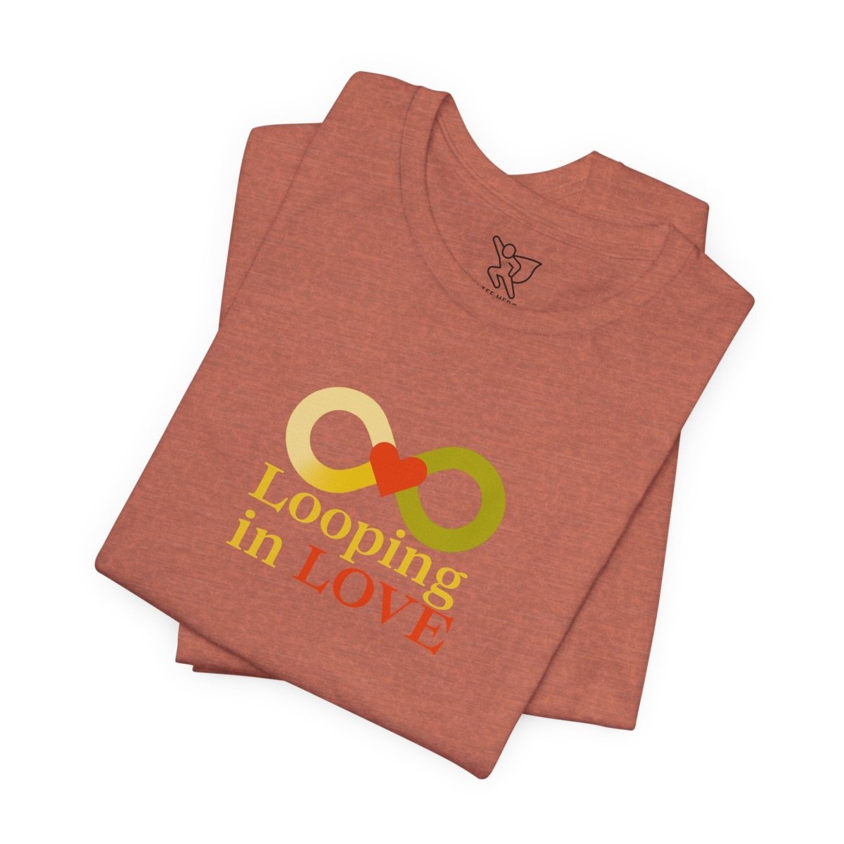 "Looping in LOVE" Unisex Tee | Perfect Gift for Couples, Valentine's Day, Anniversary, Casual Wear, Love Theme CW - 1 Yellow Orange - AI Tee Hero