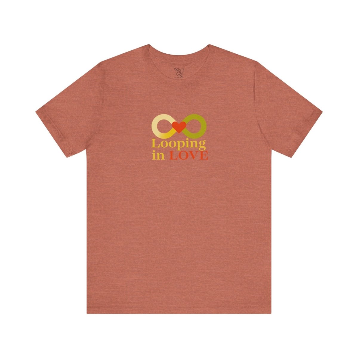 "Looping in LOVE" Unisex Tee | Perfect Gift for Couples, Valentine's Day, Anniversary, Casual Wear, Love Theme CW - 1 Yellow Orange - AI Tee Hero