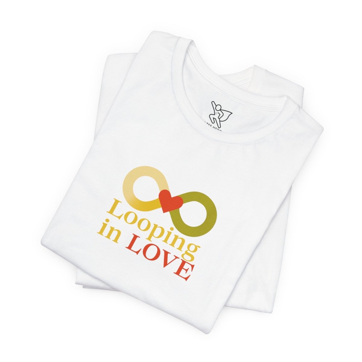 "Looping in LOVE" Unisex Tee | Perfect Gift for Couples, Valentine's Day, Anniversary, Casual Wear, Love Theme CW - 1 Yellow Orange - AI Tee Hero