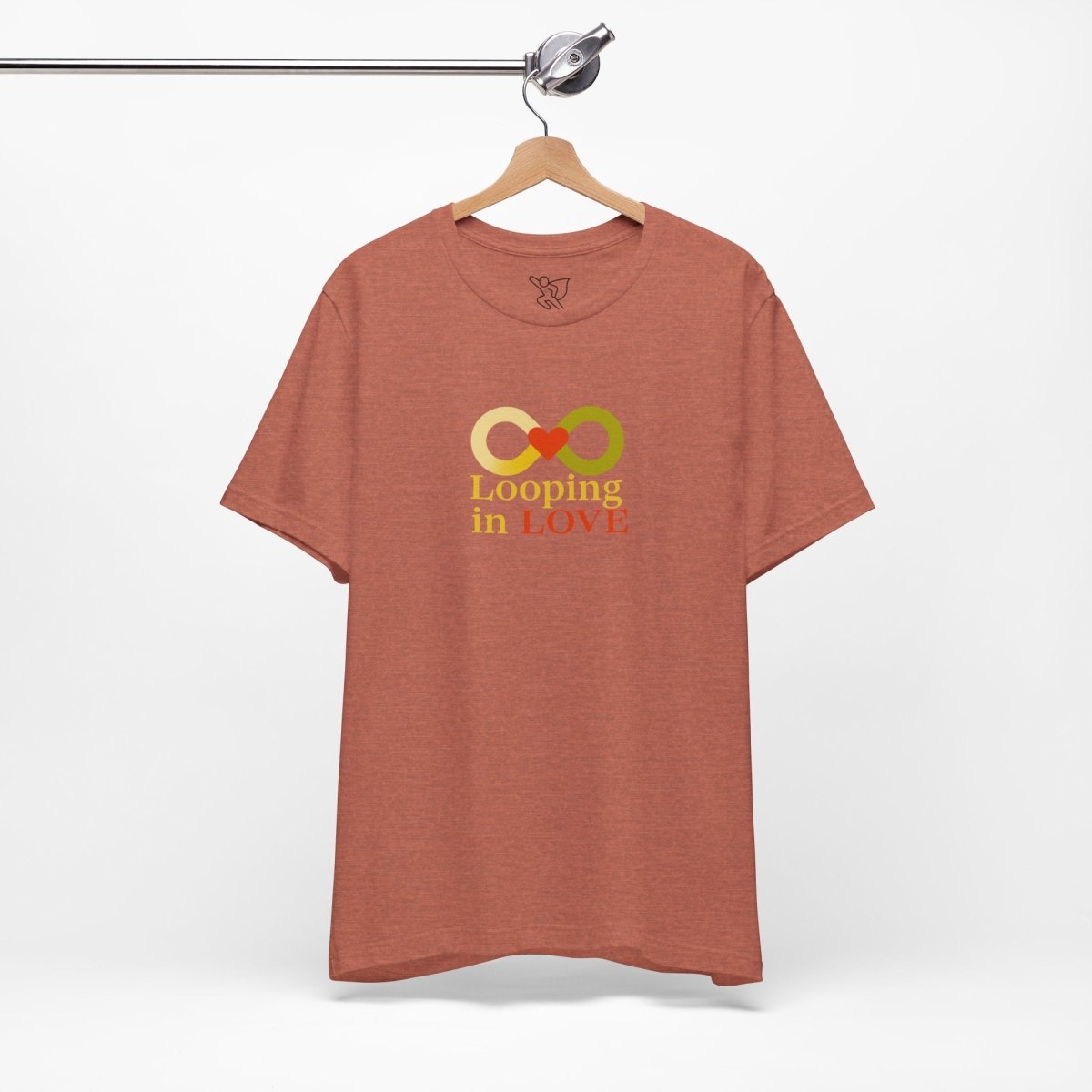 "Looping in LOVE" Unisex Tee | Perfect Gift for Couples, Valentine's Day, Anniversary, Casual Wear, Love Theme CW - 1 Yellow Orange - AI Tee Hero