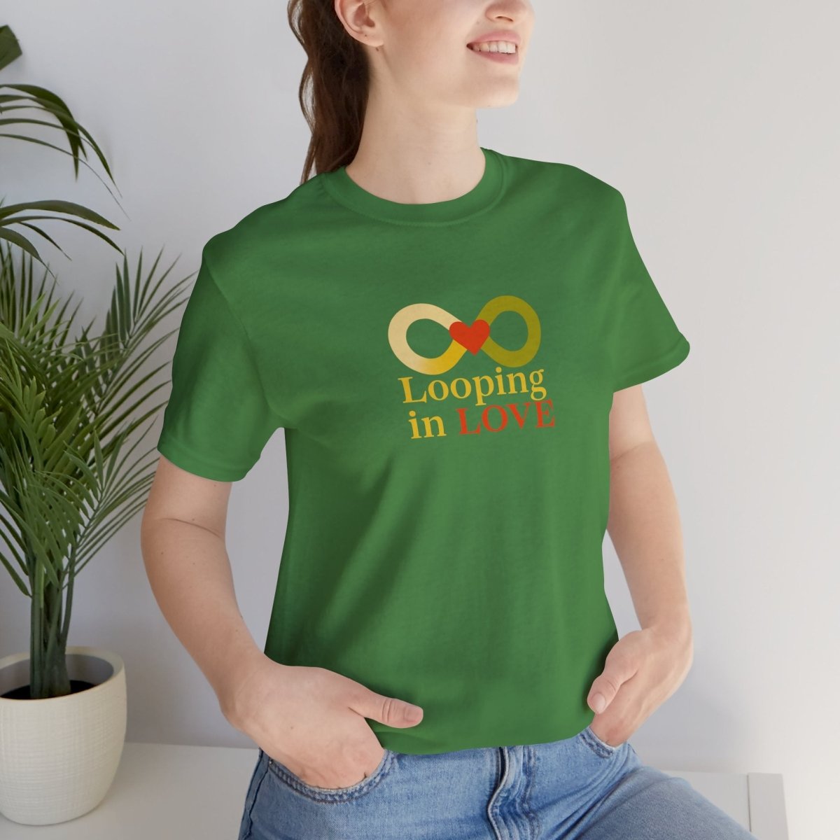 "Looping in LOVE" Unisex Tee | Perfect Gift for Couples, Valentine's Day, Anniversary, Casual Wear, Love Theme CW - 1 Yellow Orange - AI Tee Hero