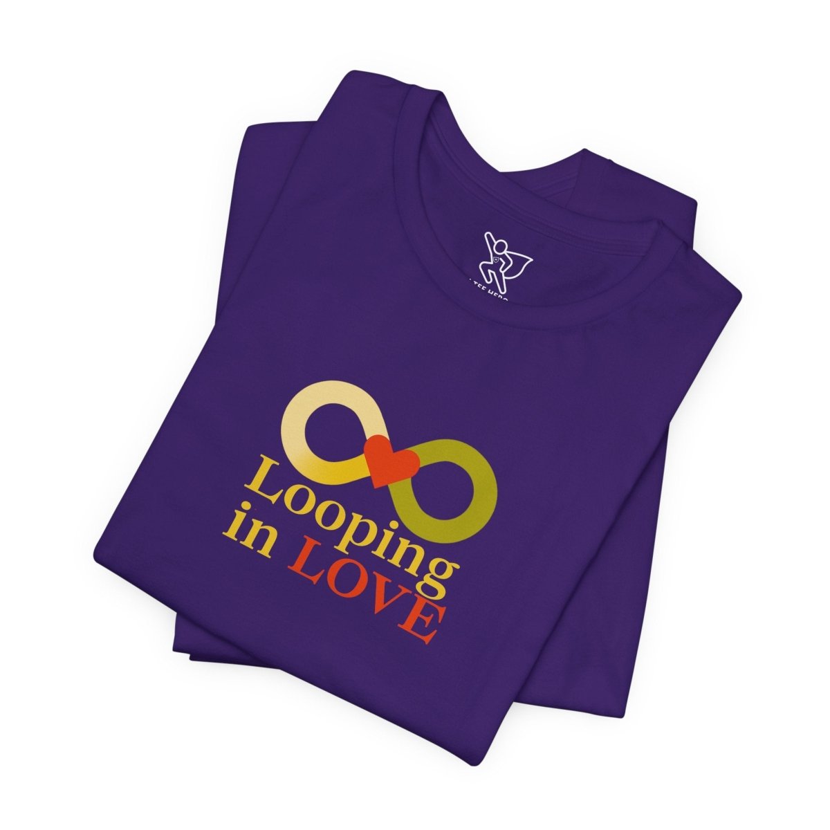 "Looping in LOVE" Unisex Tee | Perfect Gift for Couples, Valentine's Day, Anniversary, Casual Wear, Love Theme CW - 1 Yellow Orange - AI Tee Hero