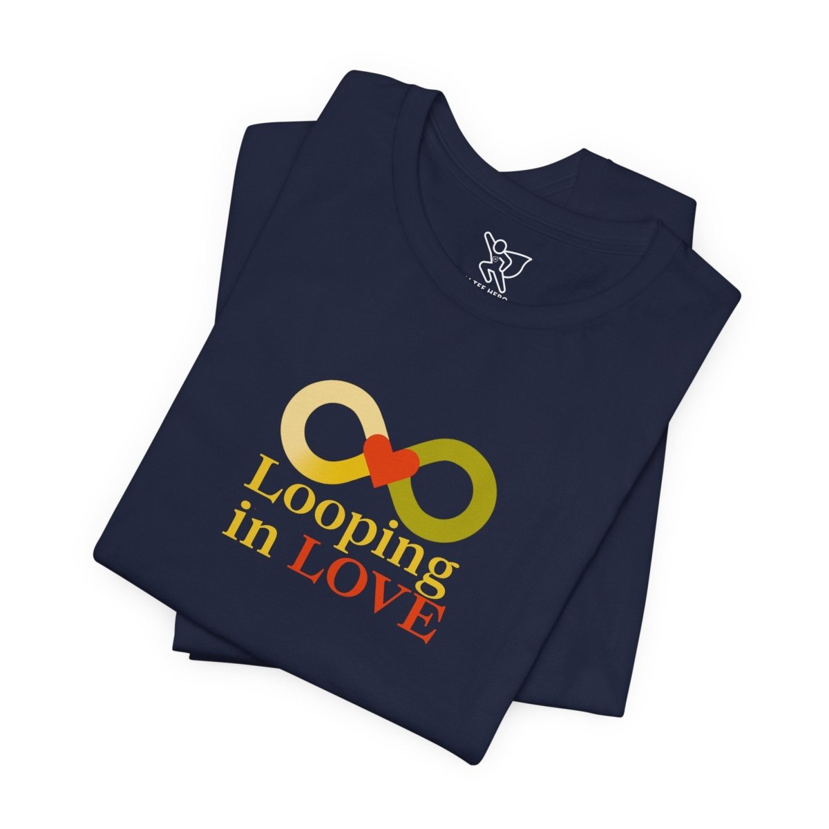 "Looping in LOVE" Unisex Tee | Perfect Gift for Couples, Valentine's Day, Anniversary, Casual Wear, Love Theme CW - 1 Yellow Orange - AI Tee Hero