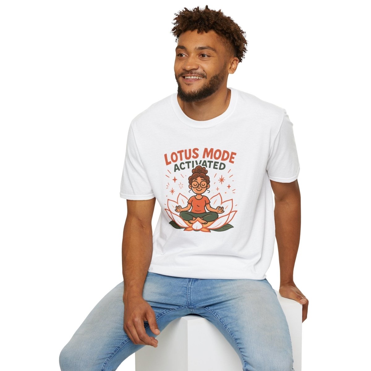 "Lotus Mode Activated" Yoga Wear, Meditation Shirt, Inspirational Tee, Softstyle Unisex Top, Unique Gift for Yogis - MINDSet Collection - AI Tee Hero