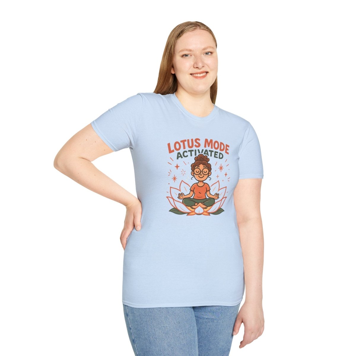 "Lotus Mode Activated" Yoga Wear, Meditation Shirt, Inspirational Tee, Softstyle Unisex Top, Unique Gift for Yogis - MINDSet Collection - AI Tee Hero