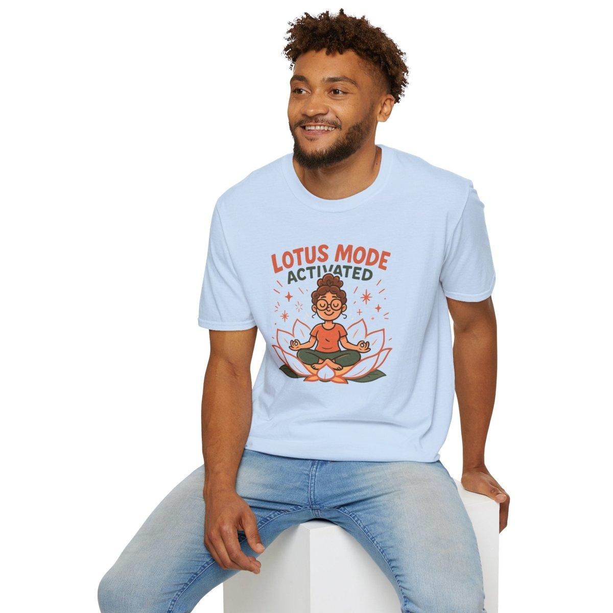 "Lotus Mode Activated" Yoga Wear, Meditation Shirt, Inspirational Tee, Softstyle Unisex Top, Unique Gift for Yogis - MINDSet Collection - AI Tee Hero