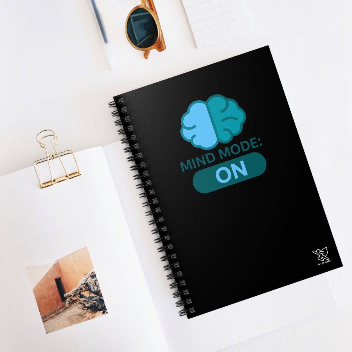 "Mind Mode On" Spiral Notebook - Ruled Line, Study Planner, Journal for Students, Gift for Graduates, School Supplies, Motivational Note - taking - AI Tee Hero