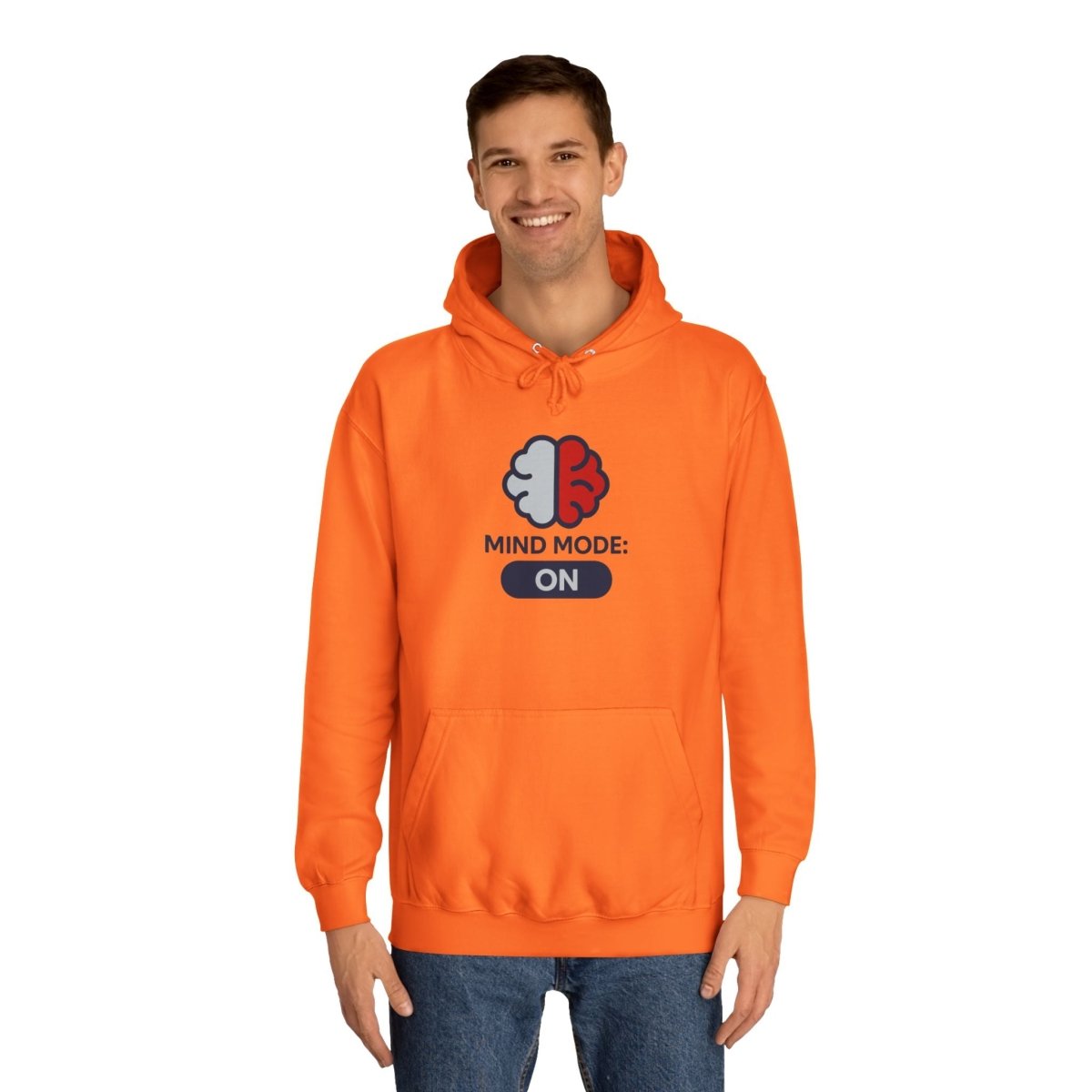 "Mind Mode On" Unisex College Hoodie, Hoodie for Students, College Apparel, Gift for Graduates, Casual Wear - AI Tee Hero