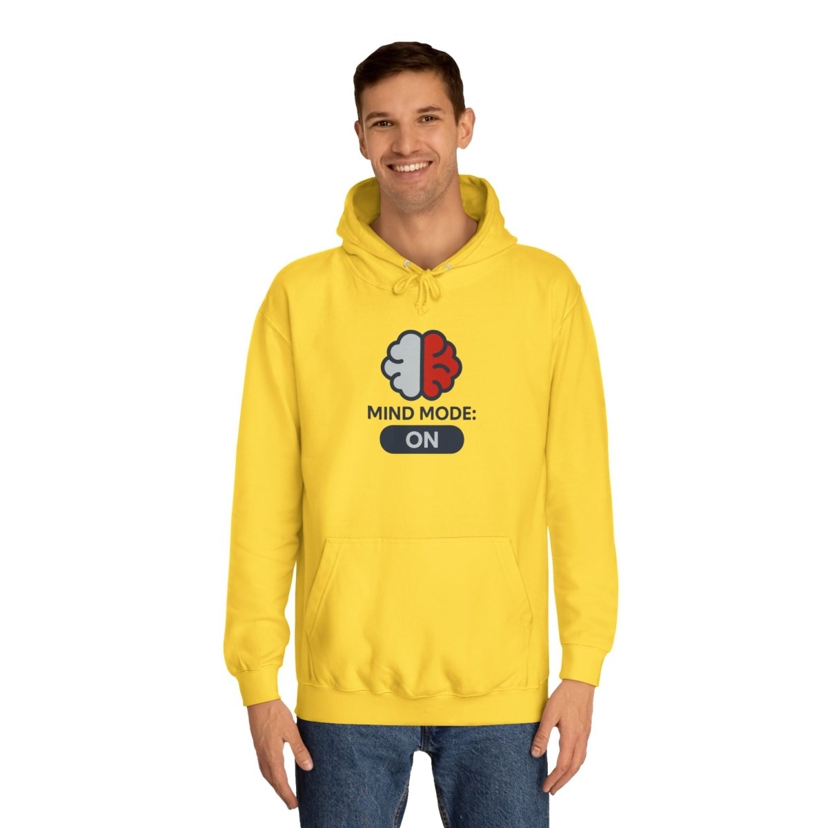 "Mind Mode On" Unisex College Hoodie, Hoodie for Students, College Apparel, Gift for Graduates, Casual Wear - AI Tee Hero