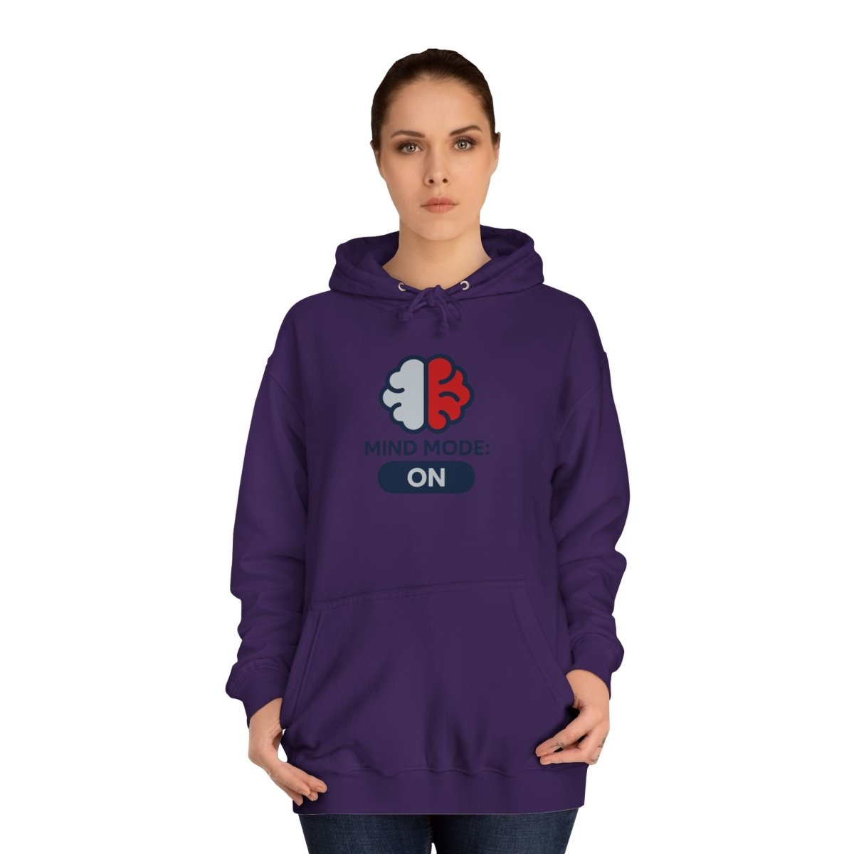 "Mind Mode On" Unisex College Hoodie, Hoodie for Students, College Apparel, Gift for Graduates, Casual Wear - AI Tee Hero