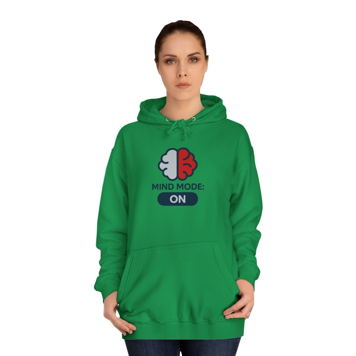 "Mind Mode On" Unisex College Hoodie, Hoodie for Students, College Apparel, Gift for Graduates, Casual Wear - AI Tee Hero