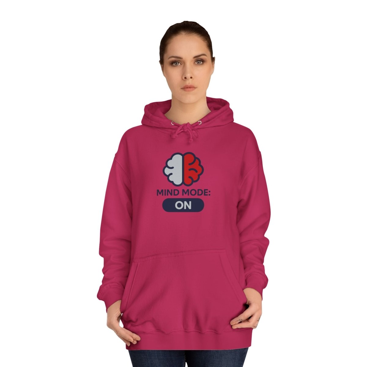"Mind Mode On" Unisex College Hoodie, Hoodie for Students, College Apparel, Gift for Graduates, Casual Wear - AI Tee Hero