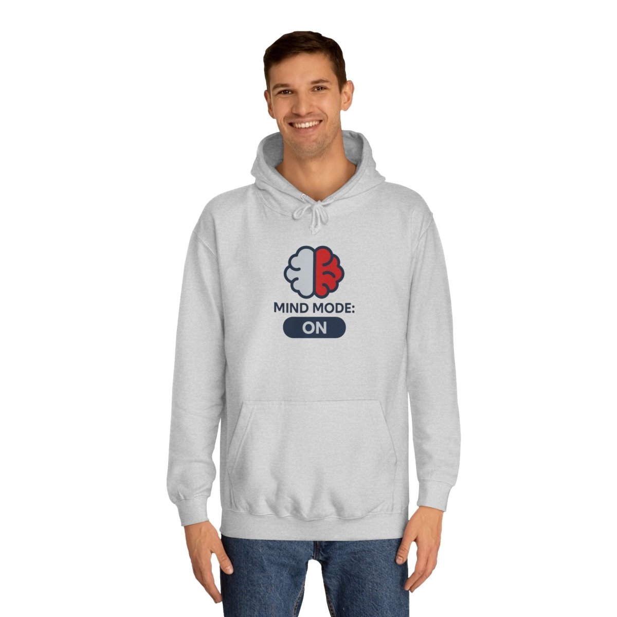 "Mind Mode On" Unisex College Hoodie, Hoodie for Students, College Apparel, Gift for Graduates, Casual Wear - AI Tee Hero