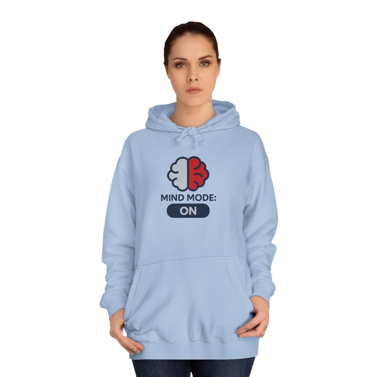"Mind Mode On" Unisex College Hoodie, Hoodie for Students, College Apparel, Gift for Graduates, Casual Wear - AI Tee Hero
