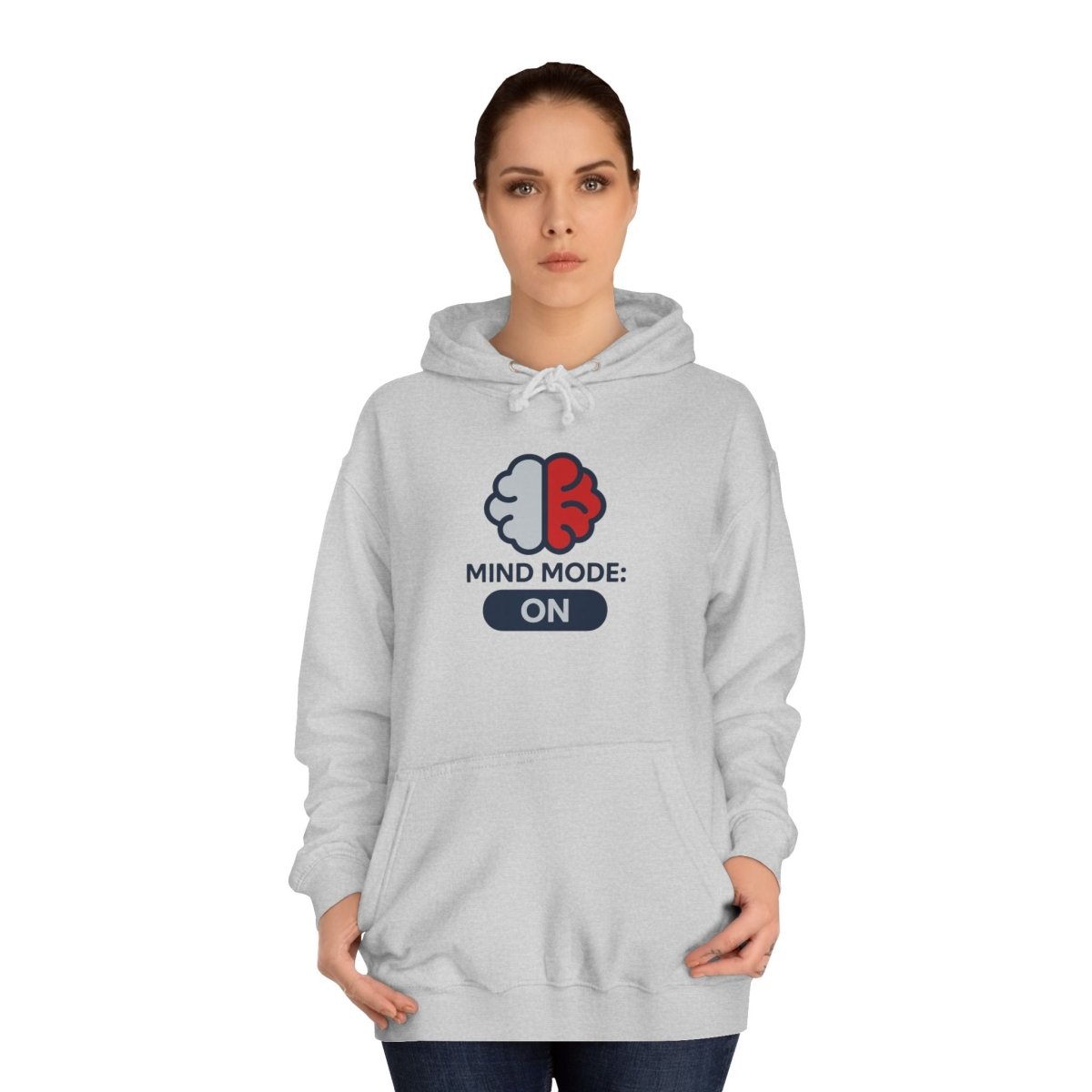 "Mind Mode On" Unisex College Hoodie, Hoodie for Students, College Apparel, Gift for Graduates, Casual Wear - AI Tee Hero