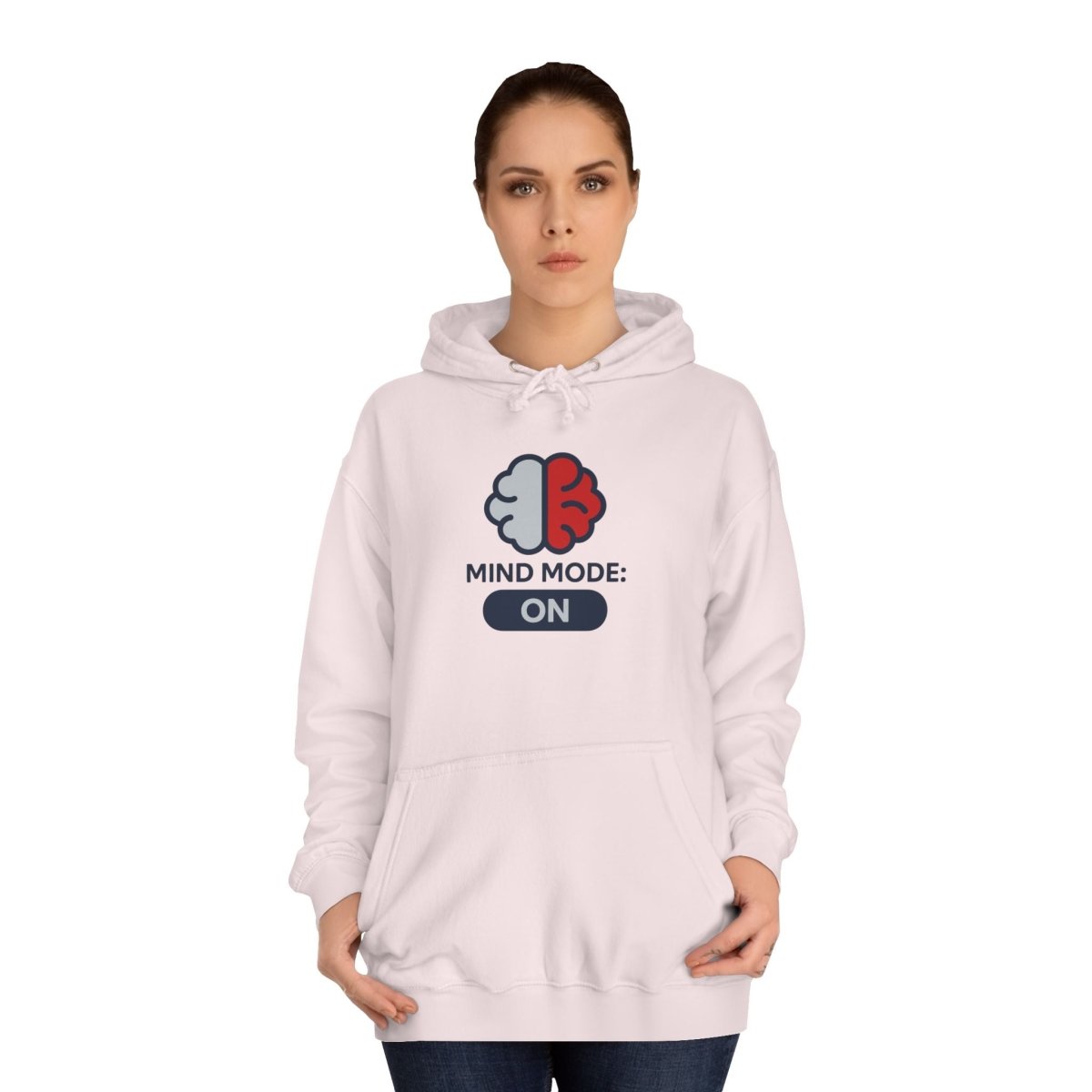 "Mind Mode On" Unisex College Hoodie, Hoodie for Students, College Apparel, Gift for Graduates, Casual Wear - AI Tee Hero