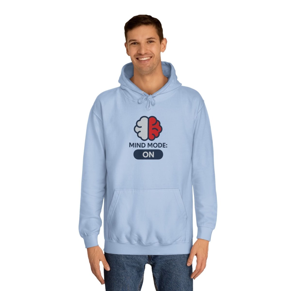 "Mind Mode On" Unisex College Hoodie, Hoodie for Students, College Apparel, Gift for Graduates, Casual Wear - AI Tee Hero