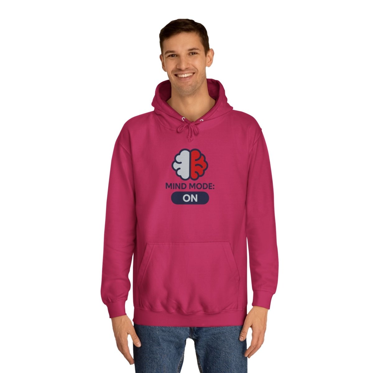 "Mind Mode On" Unisex College Hoodie, Hoodie for Students, College Apparel, Gift for Graduates, Casual Wear - AI Tee Hero