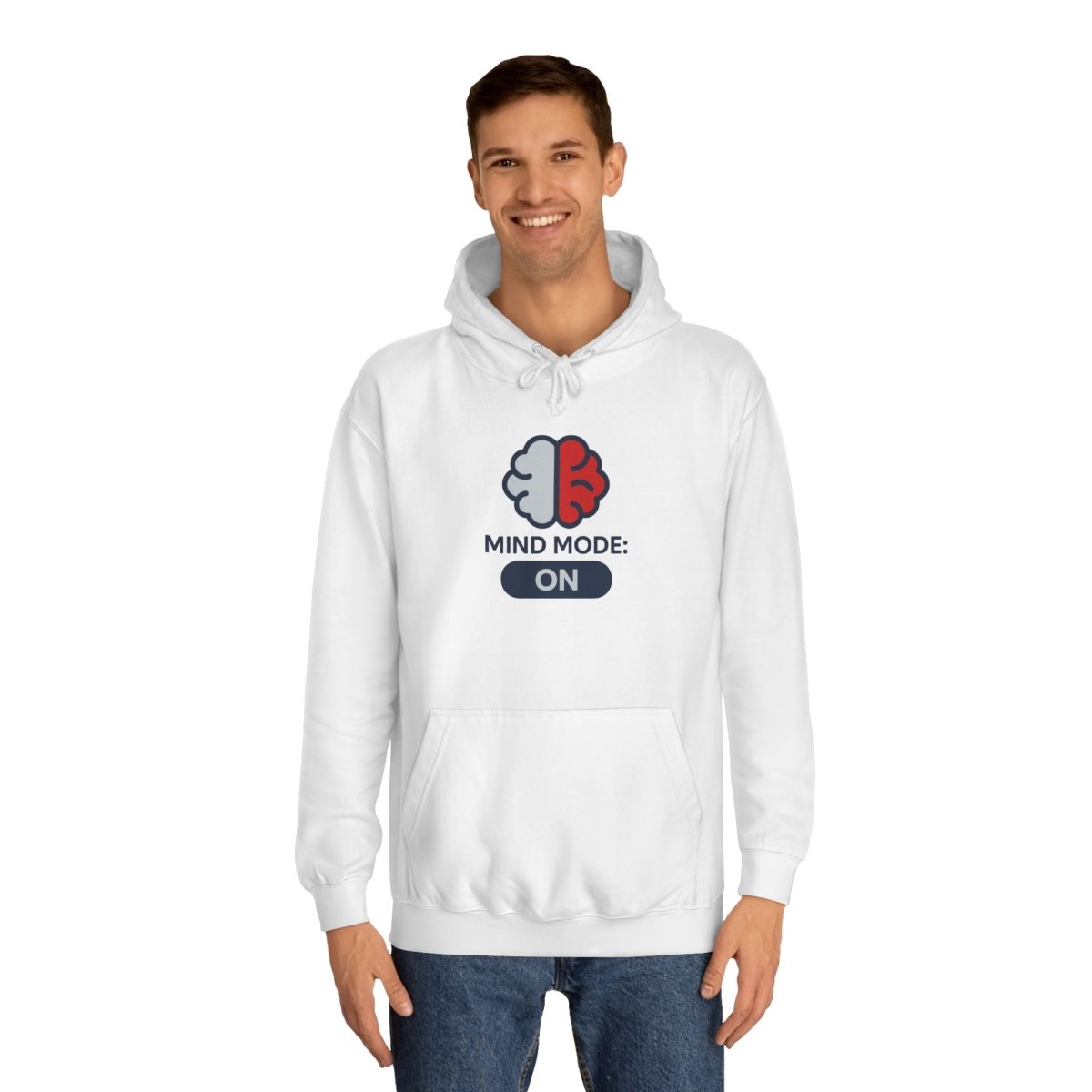 "Mind Mode On" Unisex College Hoodie, Hoodie for Students, College Apparel, Gift for Graduates, Casual Wear - AI Tee Hero